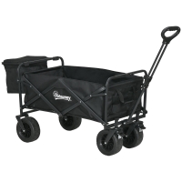 Outsunny Carro Plegable con Bolsa Térmica Desmontable Longitud y Ángulo del Mango Ajustables y Bolsa de Transporte Negro