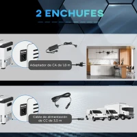 Outsunny Refrigerador de Coche 30L 12/24V hasta -22℃ Nevera Eléctrica con Luz LED y Asas Plegables 61x32x40 cm Blanco(m-6)