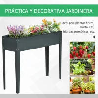 Outsunny Jardinera Elevada Cama de Jardín Elevada Rectangular Mesa de Cultivo para Plantas Verduras y Flores con 3 Orificios de Drenaje 100x30x80 cm Gris(m-7)