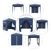 Outsunny Cenador de Jardín 2x2m con 4 Paredes Laterales Tela Oxford 2 Puertas 2 Ventanas y Bolsa de Transporte Impermeable Azul(m-9)