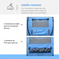 Outsunny Tienda de Camping Pop-up con Ventanas Bolsillos y Bolsa de Transporte Impermeable Anti-UV 263,5x220x123 cm Azul(m-6)