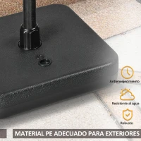 Outsunny Base de Sombrilla de Jardín Cuadrada Mástil Ø32-38 mm Rellenable de Arena 12 kg y Agua 9L 38x38x12 cm Negro(m-7)