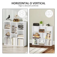 HOMCOM Estantería de Almacenaje con 8 Compartimentos Diseño Vertical u Horizontal para Libros Decoración 74,3x24x80 cm Blanco(m-5)