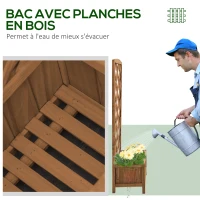 Outsunny Jardinière avec Treillis - bac à Fleurs - jardinière sur Pied - dim. 60L x 30l x 122H cm Bois Sapin pré-huilé(m-6)