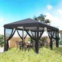 Outsunny 3 x 6m Pop Up Gazebo, Outdoor Canopy Shelter, Marquee Party Wedding Tent with 6 Mesh Walls and Carry Bag, Black(m-9)