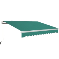 Outsunny Toldo Manual 395x245 cm con Manivela Toldo Balcón Patio Terraza de Aluminio y Tejido Poliéster 280 g/m² Anti-UV Verde
