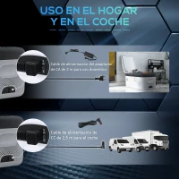 HOMCOM Nevera Compresor Portátil 15L Refrigerador de Coche -20℃-20℃ 12 / 24V DC y 100-240V CA 56,8x33x26,2 cm Blanco(m-5)