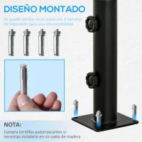 Outsunny Soporte de Parasol para Suelo de Cemento con 2 Botones de Bloqueo y 4 Tornillos de Expansión Base de Sombrilla para Palo de Paraguas de 34/38/48mm 12x12x30 cm Negro(m-4)