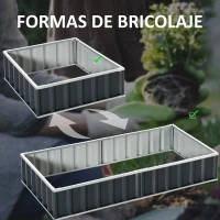 Outsunny Huerto Urbano 174x90x30 cm Arriate de Jardín de Acero Incluye Guantes Jardinera Macetero Rectangular para Cultivos Plantas Flores para Terraza Balcón Exterior Gris(m-6)