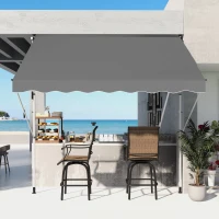 Outsunny Toldo Manual Retráctil 300x150x170-280 cm con Altura Ajustable Manivela y Protección Solar para Terraza Gris(m-2)