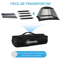 Outsunny Carpa de Jardín 3x3x2 m Cenador para 4-6 Personas con 4 Mosquiteras y Puerta Incluye Bolsa de Transporte Negro(m-6)