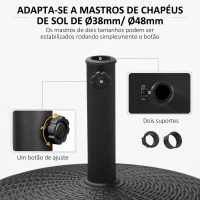 Outsunny Base para Chapéu de Sol Redonda Ø52 cm Suporte com Rodas e Peso de 22,7 kg Compatível com Mastros Ø38 mm e Ø48 mm  Preto(m-5)
