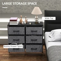 HOMCOM Fabric Chest of Drawers, Industrial Bedroom Dresser with 6 Fabric Drawers, Steel Frame and Wooden Top for Nursery, Living Room, Hallway, Black(m-4)