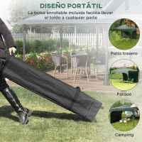 Outsunny Cenador de Jardín 3x3 m con Altura Ajustable 1 Pared Lateral Impermeable 4 Bolsas de Arena y Bolsa de Transporte Verde(m-6)