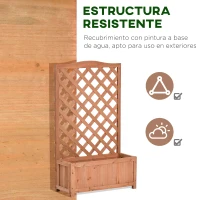 Outsunny Macetero con Soporte para Trepadora Cultivos Plantas Flores para Terraza Jardín Exterior 70x28x117 cm Marrón(m-7)