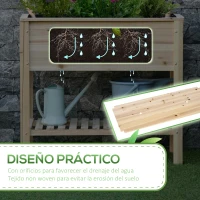 Outsunny Huerto Urbano Elevado con Estante de Madera con Tela no Tejida para Cultivos Plantas Flores Jardín 90x40x81 cm Natural(m-7)