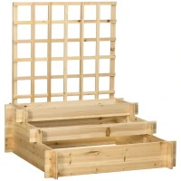 Outsunny Jardinera de 3 Niveles con Enrejado y Tela no Tejida para Cultivos Verduras Flores Hierbas 95x95x110 cm Natural(m-1)