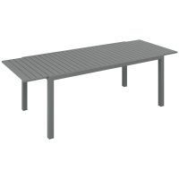 Outsunny Mesa de Comedor Exterior Mesa de Terraza para 6 -8 Personas con Marco de Aluminio 180/240x94x73 cm Gris Oscuro