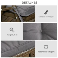 Outsunny Conjunto de Almofadas para Cadeiras de Jantar 42x42x5 cm Jogo de 4 Peças Almofadas para Cadeiras de Jardim Impermeáveis Cinzento(m-6)
