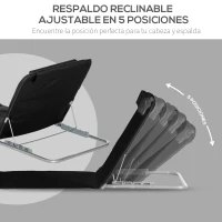 Outsunny Conjunto de 2 Esterillas con Respaldo Reclinable en 5 Niveles Reposacabezas y Bolsa de Transporte 134x48x33-43 cm Negro(m-5)