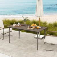 Outsunny Garden Table, Outdoor Dining Table for 6 People, 160 x 90 x 74 cm, with Rust Resistant Metal Frame, WPC Top, for Balcony, Terrace, Dark Grey(m-8)