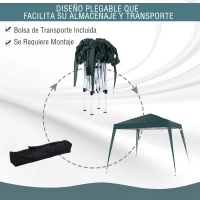 Outsunny Carpa Plegable 2,4x2,4m Cenador de Jardín Impermeable Diseño Pop Up de Acero y Cubierta de Tela Oxford Gazebo para Exterior Verde(m-4)