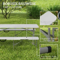 Outsunny Ławka Campingowa, Outdoor z Plastiku, Udźwig 240 kg, Biała(m-5)