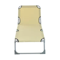 Outsunny Cama de Camping Plegable con Respaldo Ajustable en 4 Niveles Carga 120 kg para Playa Jardín Piscina 187x58x28 cm Beige(m-9)