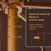 Outsunny Sombrilla Parasol 295x200x255 cm para Jardín Terraza con Mástil de Madera y Toldo de Poliéster 180g/m² Color Café(m-6)