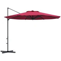 Outsunny Sombrilla de Jardín Ajustable Ø294x242 cm con Poste Giratorio 360° Ángulo de Techo Ajustable y Ventilación Rojo Vino(m-1)