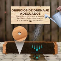 Outsunny Jardinera de Madera con 2 Ganchos para Colgar para Cultivos Plantas Flores al Exterior 91x18x16,5 cm Natural(m-5)