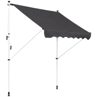 Outsunny Toldo Manual Retráctil 200x150x170-280 cm para Balcón y Terraza con Altura Ajustable con Manivela Gris(m-10)