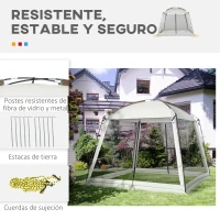 Outsunny Carpa de Jardín 3x3 m para 6-8 Personas con 4 Mosquiteras y 2 Puertas Protección UV50+ con Bolsa de Transporte Blanco(m-6)