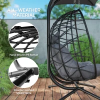 Outsunny Two-Seater Rattan Egg Chair - Black(m-6)