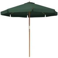 Outsunny Parasol de Madera Ø325x250 cm con Sistema de Polea Techo de Ventilación y 8 Varillas de Bambú para Terraza Balcón Verde(m-1)