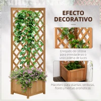 Outsunny Jardinera con Enrejado de Madera para Trepadoras Plantas Flores Decoración en Esquinas 40x40x145 cm Natural(m-4)