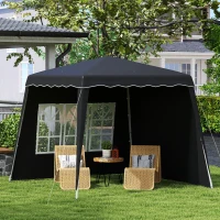 Outsunny 2.4 x 2.4m Two Wall Pop Up Gazebo - Black(m-2)