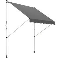Outsunny Toldo Manual Retráctil 300x150x170-280 cm con Altura Ajustable Manivela y Protección Solar para Terraza Gris(m-10)