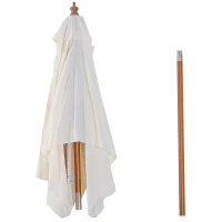 Outsunny Parasol de Terraza Rectangular Inclinable 200x150x235 cm con Anti-UV Impermeable y Poste de Madera Crema(m-7)