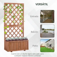 Outsunny Jardinera con Enrejado de Madera Macetero de Jardín con Soporte para Trepadora 72,5x31,5x149,5 cm Natural(m-7)