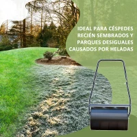 DURHAND Rodillo de Césped de Jardín Apisonadora de Césped de Acero 38L Llena de Agua o Arena Medida de Rodillo Φ50x32cm Asa Desmontable(m-4)
