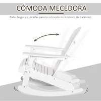 Outsunny Silla Adirondack de Madera 77x94x97 cm para Jardín Terraza Exterior de Estilo Rústico Carga 130kg Blanco(m-4)