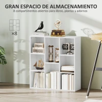 HOMCOM Estantería de Almacenaje con 8 Compartimentos Diseño Vertical u Horizontal para Libros Decoración 74,3x24x80 cm Blanco(m-4)