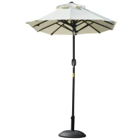 Outsunny Doppelschirm, Terrassenschirm, neigbar, mit Solarpaneel, 35 LEDs, Stahlrahmen, beige, 2,92 x 1,50 x 2,18 m(m-11)