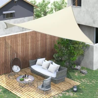 Outsunny Toldo Vela Rectangular 6x4 m Vela de Sombra para Jardín Patio Terraza Poliéster Anti UV Color Beige(m-2)