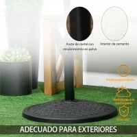 Outsunny Base para Sombrilla de 14 kg Pie de Parasol para Mástil de Ø32-38 mm para Jardín Terraza Patio Ø46x34 cm Negro(m-5)