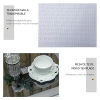 Outsunny 2 Tumbonas de Jardín 59x169x66 cm con Mesa de Centro 41x41x45 cm de Vidrio Reposabrazos para Patio Piscina Terraza Gris(m-4)