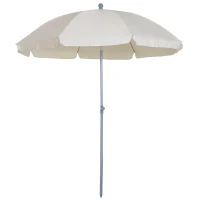 Outsunny Sombrilla de Playa Diámetro de Ø202 cm con Techo Inclinable Poste Desmontable y Pincho Inferior para Jardín Beige(m-8)