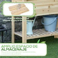 Outsunny Huerto Urbano Elevado con Estante de Madera con Tela no Tejida para Cultivos Plantas Flores Jardín 90x40x81 cm Natural(m-5)