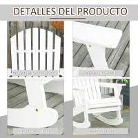 Outsunny Silla Adirondack de Madera 77x94x97 cm para Jardín Terraza Exterior de Estilo Rústico Carga 130kg Blanco(m-6)